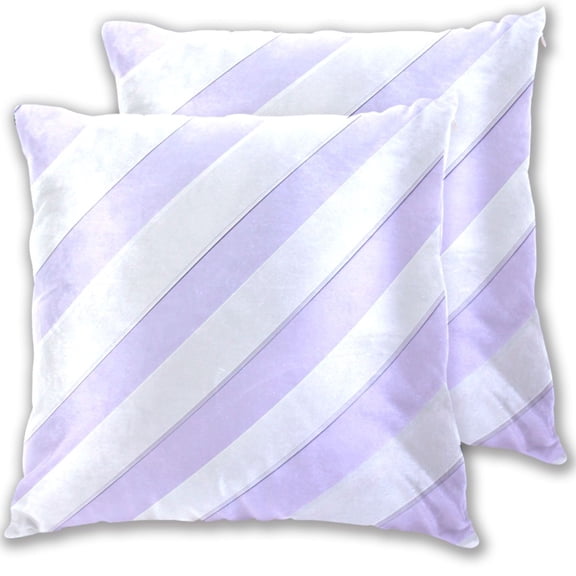 Lilac-white Diagonal Stripes Throw Pillow Covers Pillowcases 16 x 16 Inch Home Decor 2 Packs for Bedroom Sofa