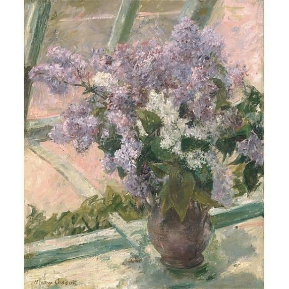 Lilacs in A Window - Vase De Lilas A La Fenetre Poster Print by Mary Cassatt - American Pittsburgh Pennsylvania 1844 1926 Le Mesnil-Th Ribus Oise - 18 x 24