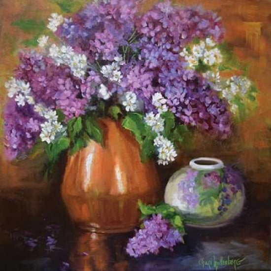 Lilacs and Copper Canvas Art - Cheri Wollenberg (24 x 24)