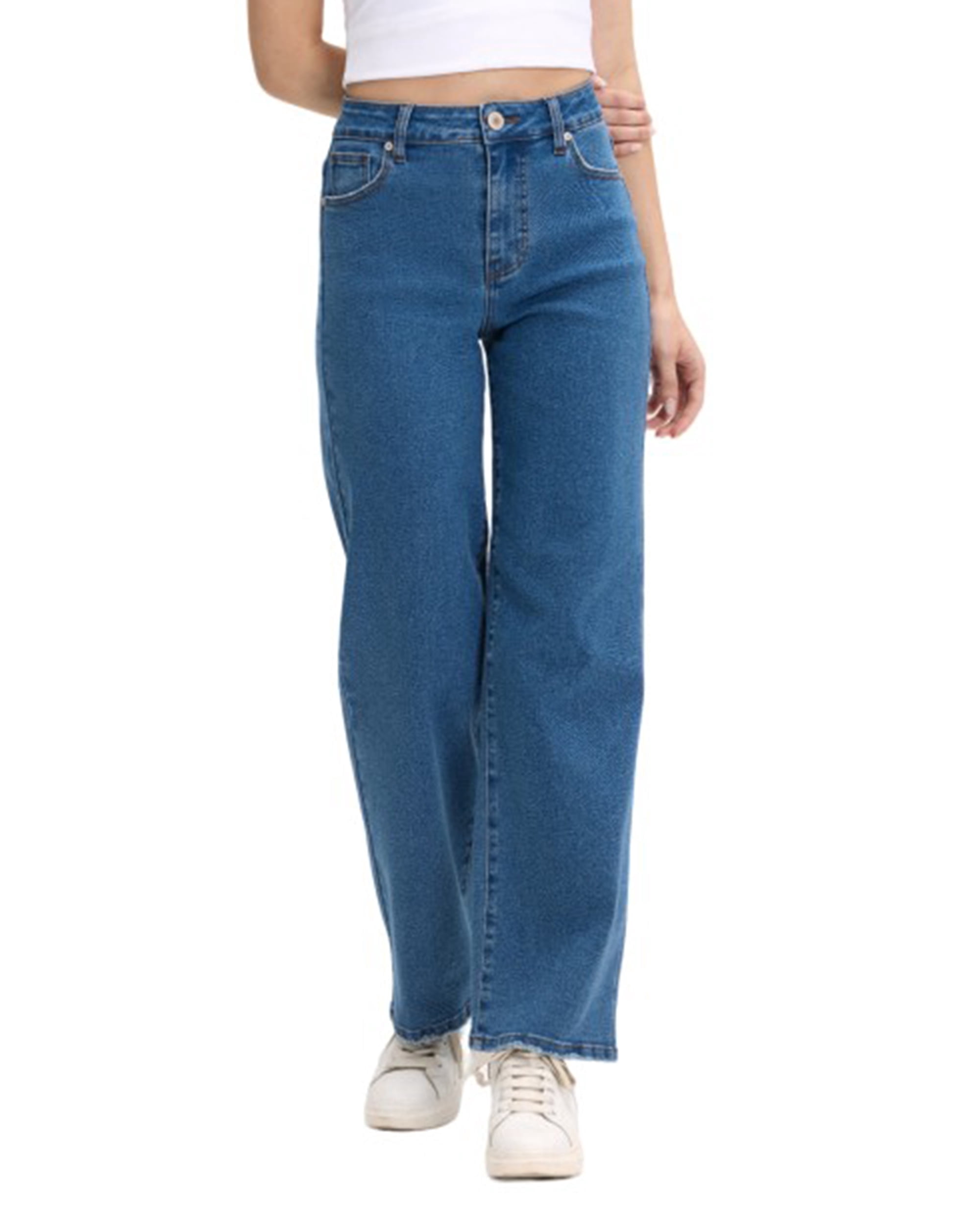 Lilac Sunset Women's High-Rise Wide Leg Jeans Light Blue 31 Inch