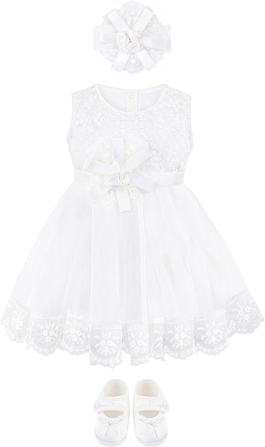 Lilax Baby Girl Newborn Christening Baptism White Baptism Dress Gown 4