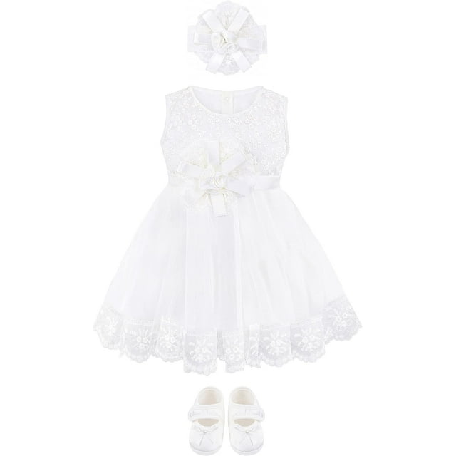 Lilax Baby Girl Newborn Christening Baptism White Baptism Dress Gown 4