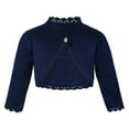 thumbnail image 1 of Lilax Baby & Girls' Bolero Cardigan Knit Long Sleeve Button Closure Shrug Navy 6-9 Months, 1 of 8