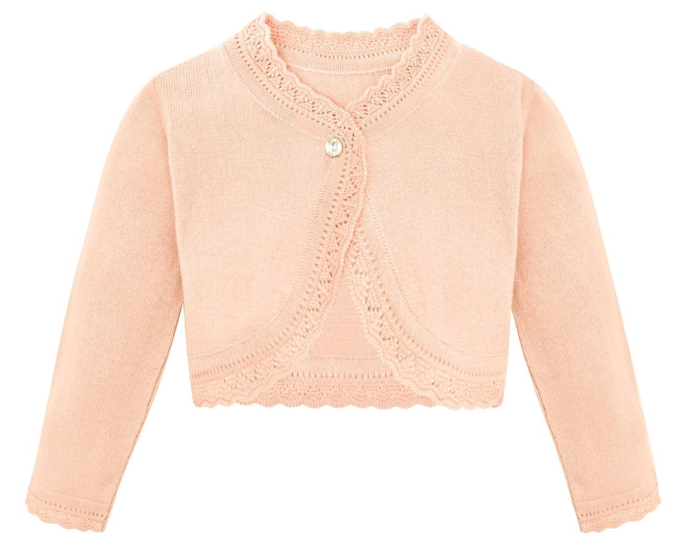 Lilax Baby Girls Bolero Cardigan Knit Long Sleeve Button Closure Shrug Peach 9 12 Months