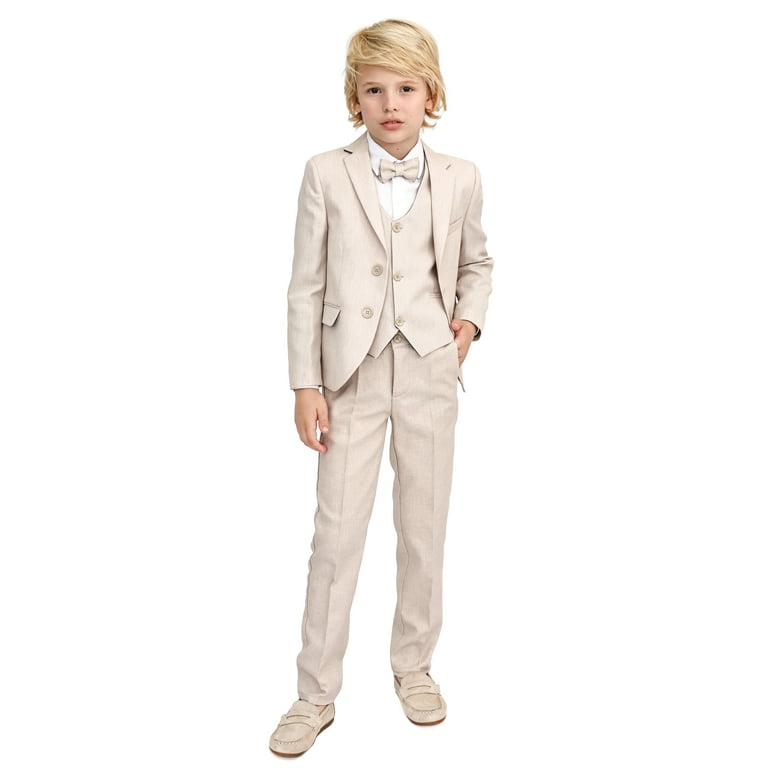 Lilax Boys Comfortable Formal Suit 5 Piece Outfit Dresswear Suit Set Beige 11 Years Walmart