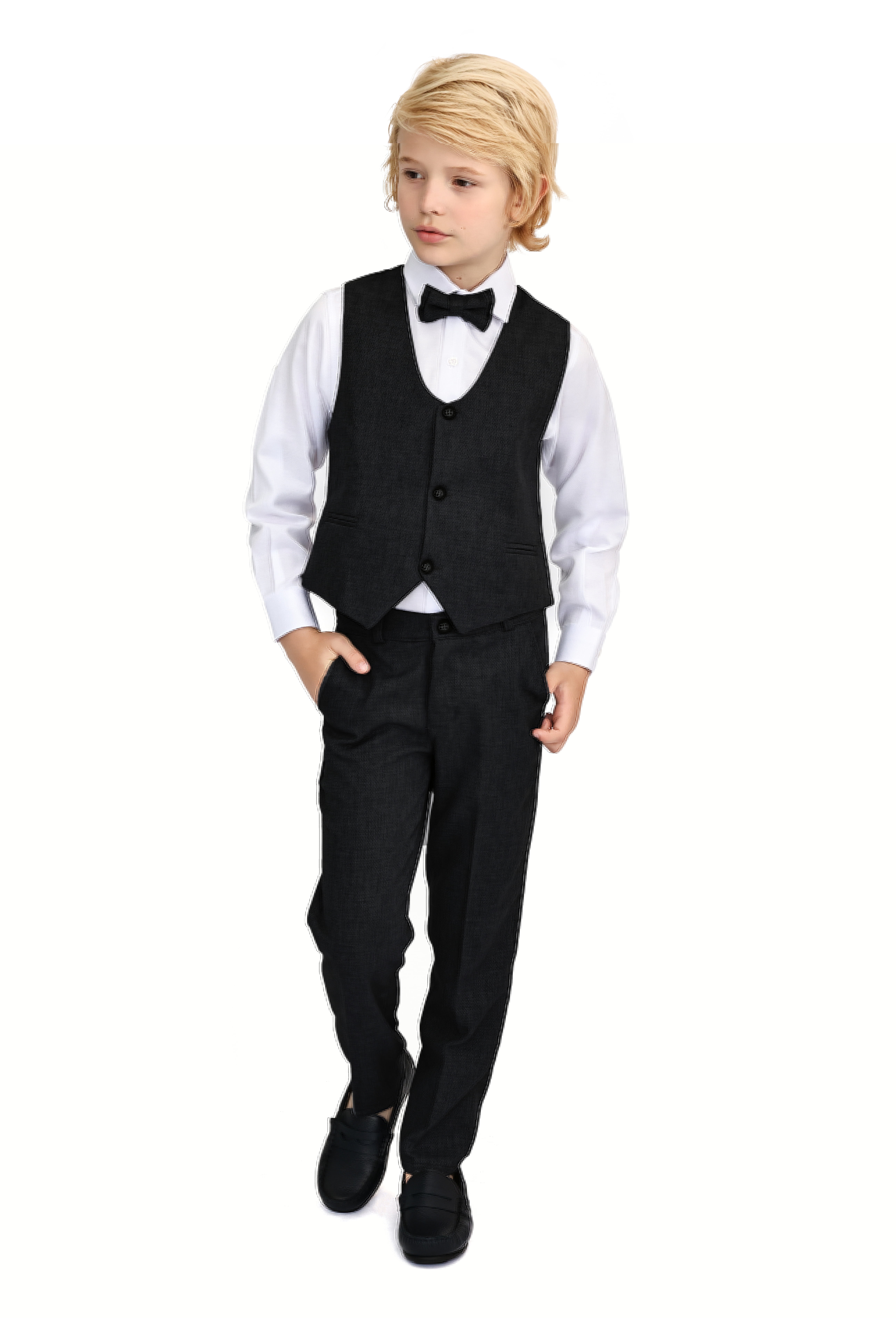 Costume 4 Pièces Pour Garçon - Gilet, Pantalon, Chemise Et Nœud Papillon - Élégant Pour Mariages Et Cérémonies