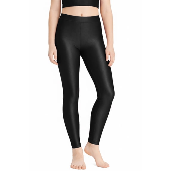 Lilax Girls' Athletic Shiny Leggings Stretch Active Yoga Dance Pants for Kids (Black, 7-8 Years)