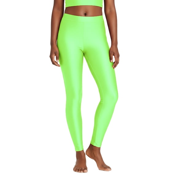 Lilax Girls' Athletic Shiny Leggings Stretch Active Yoga Dance Pants for Kids (Lime Green, 7-8 Years)