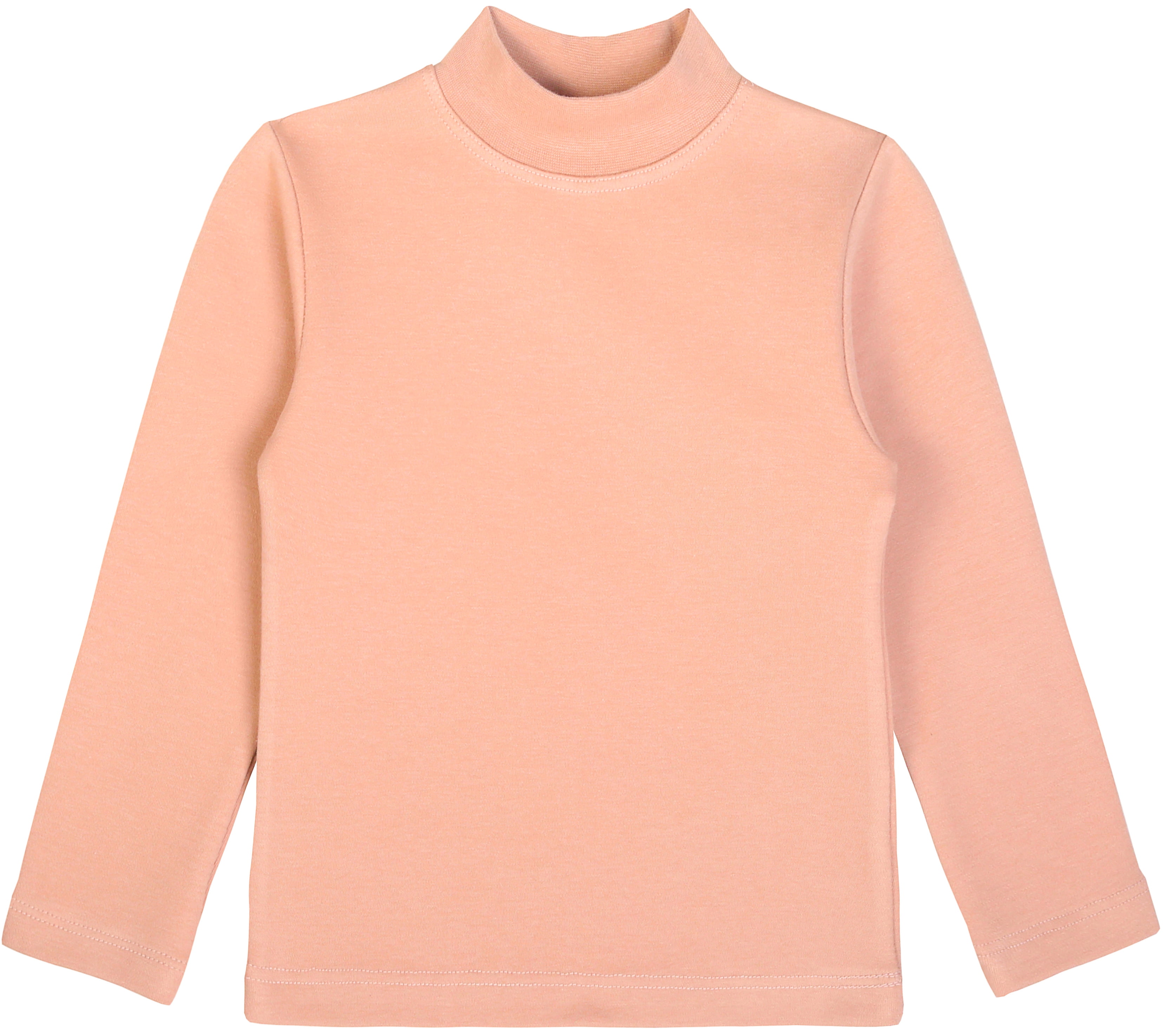 Lilax Girls Basic Long Sleeve Cotton Mock Turtleneck T Shirt Peach 3 Years