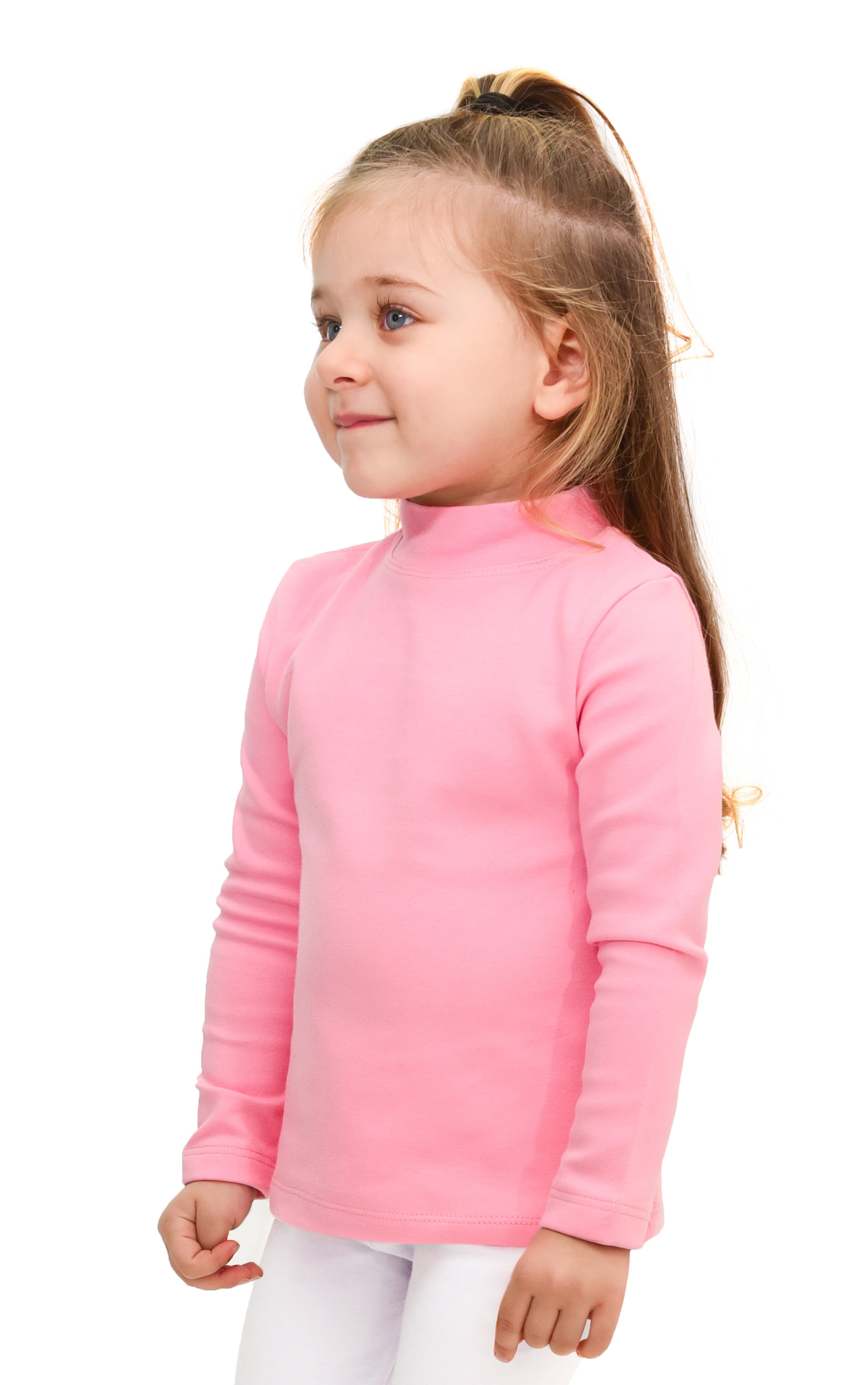White Long Sleeve Shirt Toddler's Mock Turtleneck Tee With