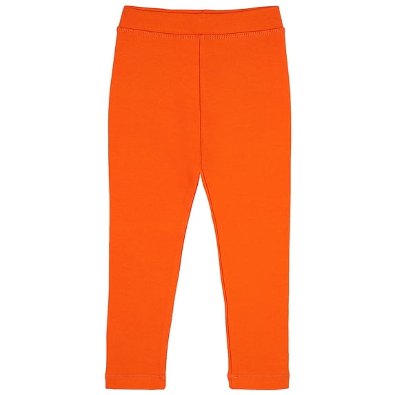 Lilax Girls' Basic Solid Cotton Full Length Soft Leggings Orange 2 Years