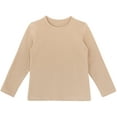 thumbnail image 1 of Lilax Girls' Round Neck Basic Long Sleeve Cotton T-Shirt Beige 3 Years, 1 of 8