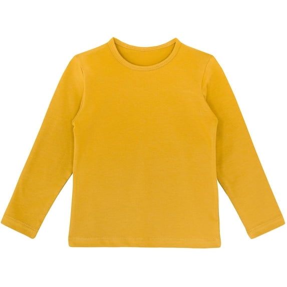 Lilax Girls' Round Neck Basic Long Sleeve Cotton T-Shirt Mustard 9 Years