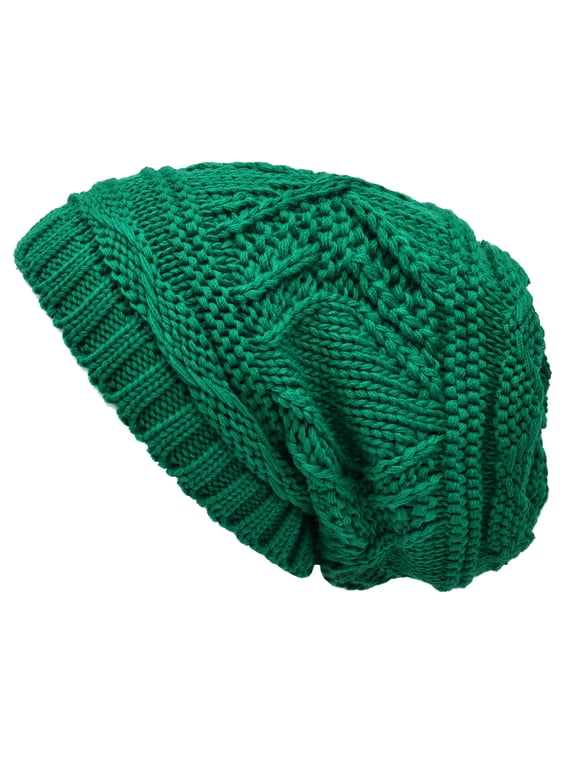 Knit Soft Warm Slouchy Oversized Winter Beanie Hat Green