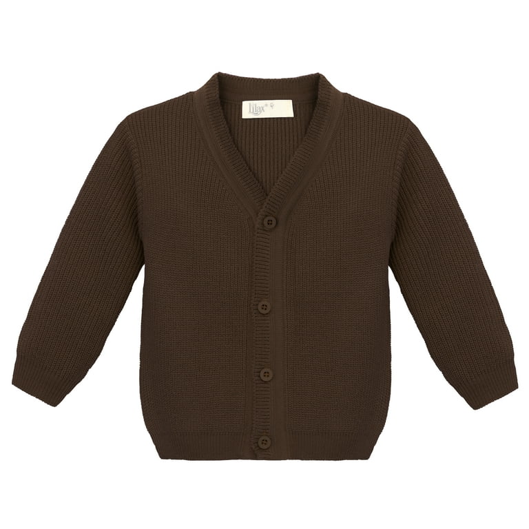 Lilax Little Boys V-Neck Classic Knit Cardigan Basic Long Sleeve