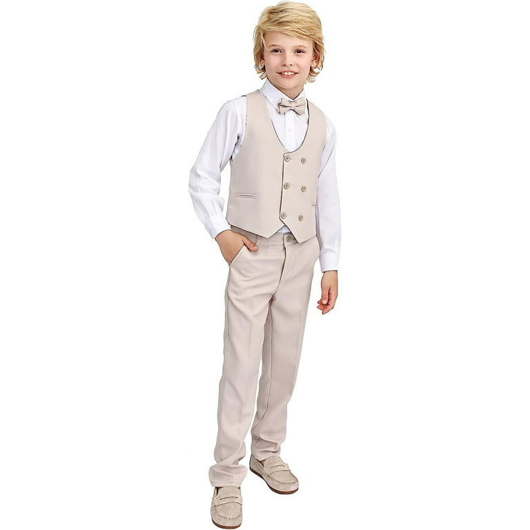 Lilax Toddler and Little Boys Tuxedo Suit Set, Formal Suit Vest, White Dress Shirt, Dress Pants and Bowtie 4 Piece Suit Set Beige 12 Years - Walmart.com Lilax Toddler and Little Boys Tuxedo Suit Set, Formal Suit Vest, White Dress Shirt, Dress Pants and Bowtie 4 Piece Suit Set Beige 12 Years - Walmart.com