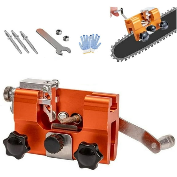 Lilcher Chainsaw Sharpener, Portable Lilcher Saw Sharpener Jig Kit, Hand Crank Chainsaw Sharpeners with Sharpening Heads (1pcs style2)