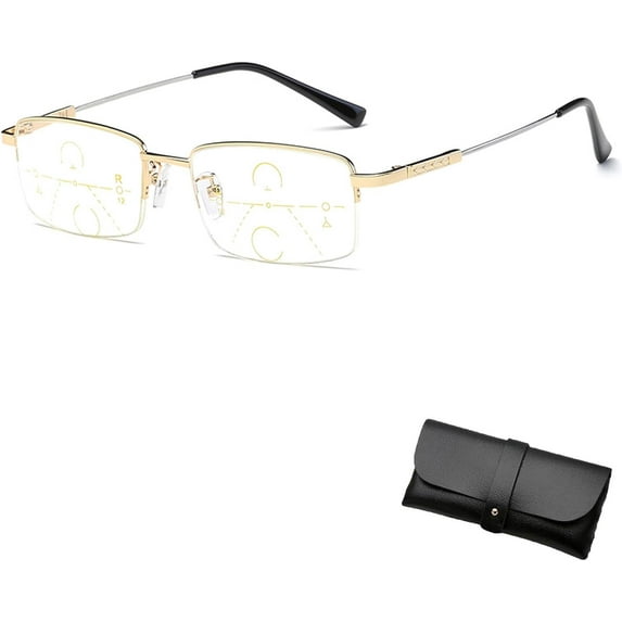 Lilcher Intellireaders, Titanium Progressive Intelligent Zoom Anti Blue Light Presbyopia Glasses for Men Women