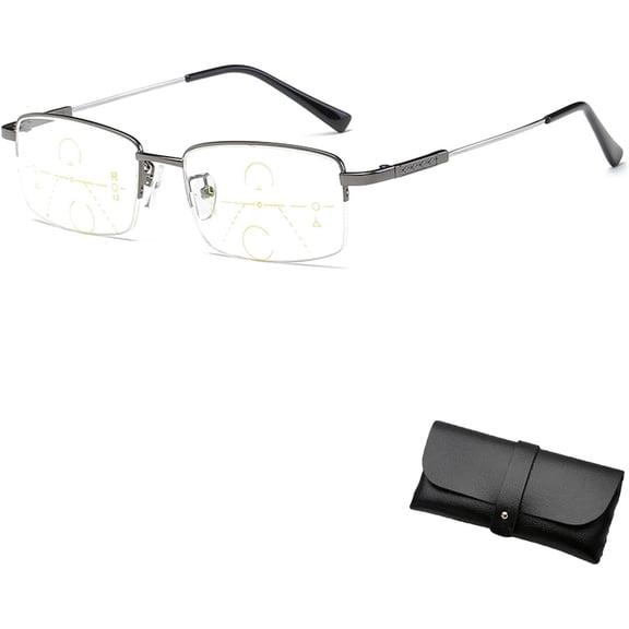 Lilcher Intellireaders, Titanium Progressive Intelligent Zoom Anti Blue Light Presbyopia Glasses for Men Women