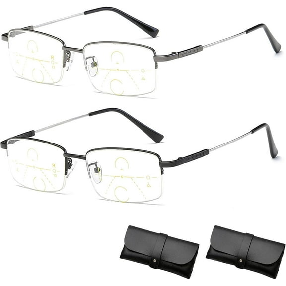 Lilcher Intellireaders, Titanium Progressive Intelligent Zoom Anti Blue Light Presbyopia Glasses for Men Women
