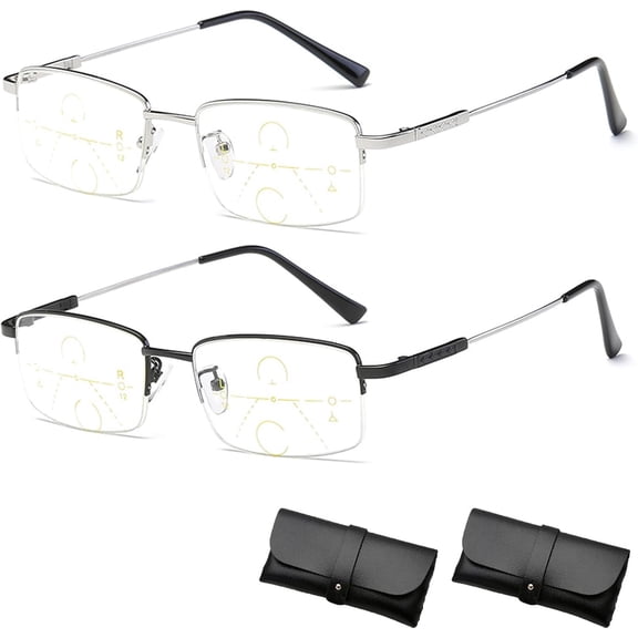 Lilcher Intellireaders, Titanium Progressive Intelligent Zoom Anti Blue Light Presbyopia Glasses for Men Women