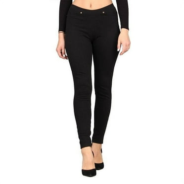 Lildy Women's Denim Jeggings, Stretchable Cotton Blend, Black, Large/X-Large