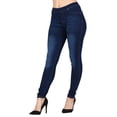 thumbnail image 1 of Lildy Women’s Real Denim Skinny Jean Jeggings, Stretchable Cotton Blend Material, Medium Blue Wash/Gold Stitching, Large/X-Large, 1 of 5
