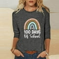 thumbnail image 1 of Lilgiuy 100 Days of School Blouses for Women,3/4 Sleeve Cute Rainbow Graphic Letter Print Tees Blouses Casual Plus Size Basic Tops Pullover Spring (Gray,M), 1 of 4