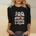 thumbnail image 1 of Lilgiuy 100 Days of School Shirts for Women,3/4 Sleeve Shirts for Women Colorful Letter Print Tees Blouses Kindergarten Teachers Tee Tops for Work Office (Black,2XL), 1 of 4