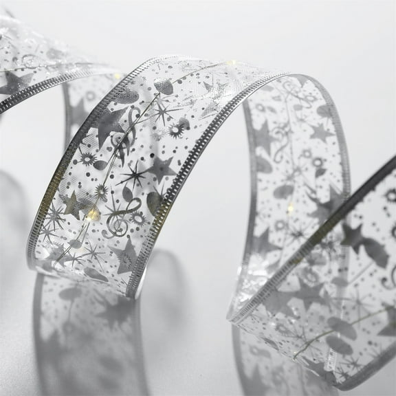 Lilgiuy 13.1FT Christmas Shining Ribbon Lights LED Lights, Christmas Decor Glow for Tree, Battery Powered Copper Wire Bows Strings Xmas Holiday Weddings New Year