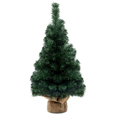 Lilgiuy 15.74 Inches Mini Christmas Trees Bottle Brush Trees with Base, Christmas Village Trees for Tabletop Christmas Decor Holiday Winter Decorations, Green