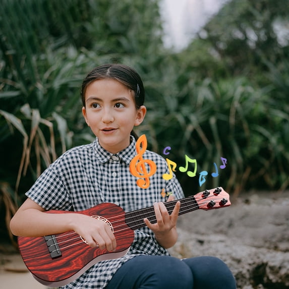Lilgiuy 16 Inches Concert Ukulele, Hand Crafted With 4 Nylon Strings, Back & Sides, Mini Guitar for Developing Auditory and Imaginations Skills, Gifts for Beginners & Professionals, Red