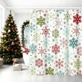thumbnail image 1 of Lilgiuy 1Pcs Christmas Shower Curtain, Christmas Tree Shower Curtain with 12 Hooks, Winter Shower Curtains for Bathroom, Xmas Tree Snowflake Shower Curtain, 35.43x70.87in, Pink, 1 of 6