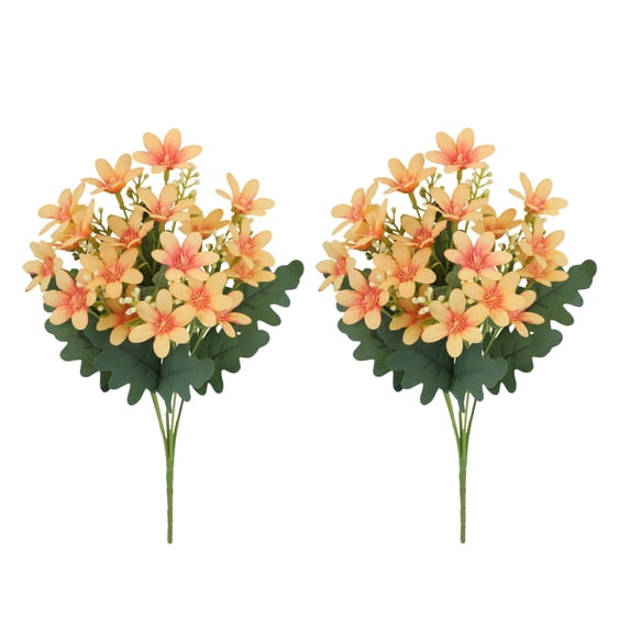 Lilgiuy 2 Packs Orchid Artificial Flowers, Orange Artificial Orchid, Silk Orchid Flowers Fake Orchid Artificial Flowers Orchid Bouquet for Centerpiece Table Wedding Party Home Decor