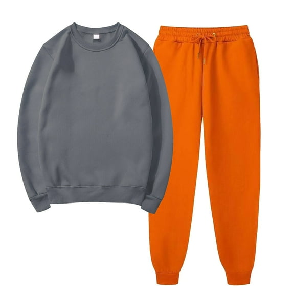 Lilgiuy 2 Piece Outfits for Women, Womens Sweatshirts Oversized Long Sleeve Round Neck Pullover Tracksuit Jogger Sweatpants with Pockets for Hanging Out
