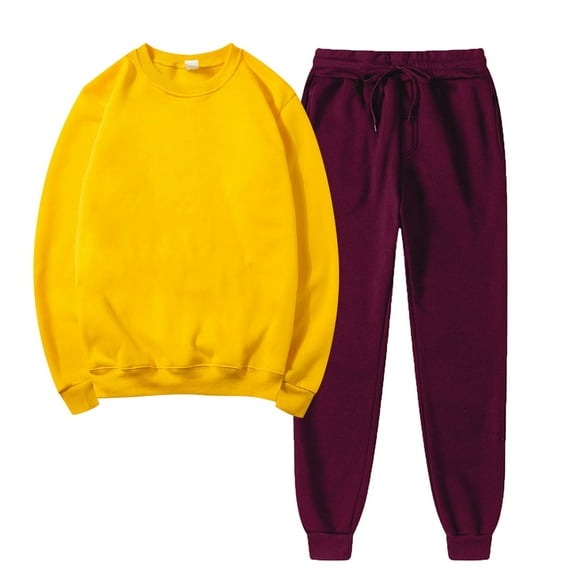 Lilgiuy 2 Piece Sweatsuits for Women Casual Solid Color Sweatsuits Baggy Long Sleeve Loose Matching Elastic Tracksuit Pants Sets for Home Office