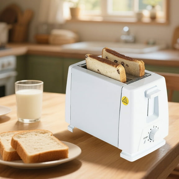 Lilgiuy 2 Slice Toaster, 9.84x5.11x6.69in Automatic Mechanical Push Button Rechargeable Fully Automatic Toaster for Bagels, Waffles, Specialty Breads, Pastry, Snacks, White