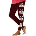 thumbnail image 1 of Lilgiuy 2024 Easter Bunny Print Workout Leggings for Women Girls Yoga Pants Slim High Waist Plus Size Compression Tights Pants(Wine,XL), 1 of 4