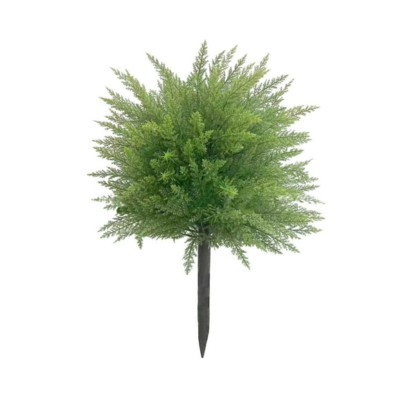 Lilgiuy 23.6" Artificial Topiary Ball Tree with Ground Spike, Spring Outdoor UV Resistant Faux Topiary Plant Cedar Bushes Fake Shrubs for Porch Lawn Garden Decor