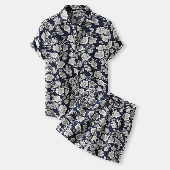 Lilgiuy 2Pc Men's Sports Short Sleeve Suit Turndown Zip Suit Clearance Sales Fall Clothes for 2022 Spring Winter