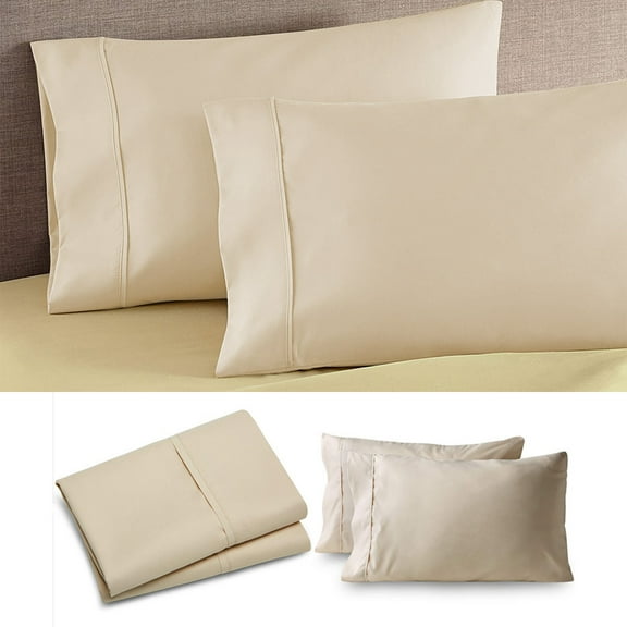 Lilgiuy 2Pcs Microfiber Queen Pillow Cases, Solid Color Super Soft Skin-friendly Cozy Pillowcases with Envelope Closure, Wrinkle, Fade and Stain Resistant Pillow Covers, 20x36, Beige
