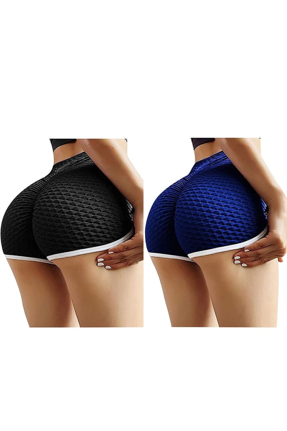 2pc Women's Workout Shorts Scrunch Booty Yoga Pants Running Compression Exercise Middle Waist Butt Lifting Leggings