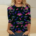 thumbnail image 1 of Lilgiuy 3/4 Sleeve Plus Size Shirts Womens 2024 New Mardi Gras Carnival Tshirts Colorful Loose Dressy Blouses Trendy Crewneck Basic Tops for Celebrating, 1 of 5