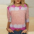 thumbnail image 1 of Lilgiuy 3/4 Sleeve Shirts for Women Fashion Printed Mid-length Blouse Round Neck Casual Tops Streetwear, 1 of 5