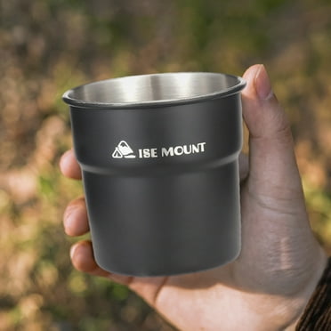Lilgiuy 300 ML Camping Mugs Camping Coffee Cups Solid Color Stainless Steel Barbecue Beer Mug for Outdoor Picnic Hiking Fishing Pint Cup, Black