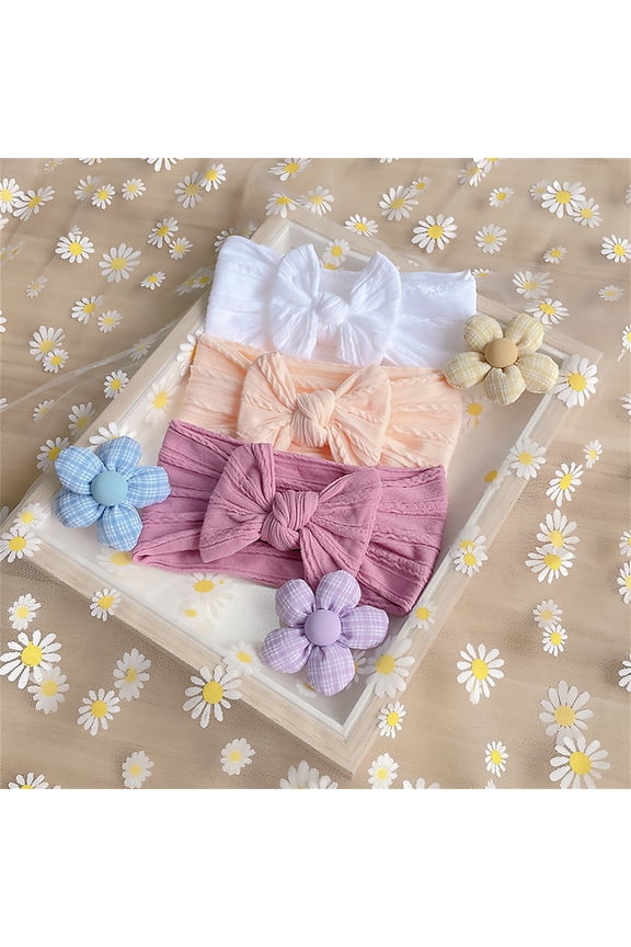 3pcs Girls Cute Handbands Super Soft Solid Elastic Headbands with Hair Bows Head Wrap Hair Accessories for Newborn Infant Toddlers Kids