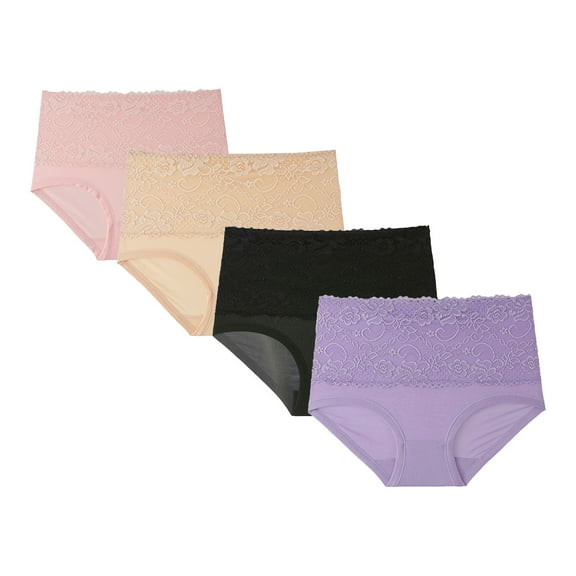 Lilgiuy 4PC Women Lace High Waisted Body Shaper Shorts Shapewear Tummy Control Panties Winter Fashion 2022