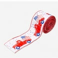 thumbnail image 1 of Lilgiuy 4th of July Wired Edge Ribbons 78.74Inch, Red Truck Star Wired Ribbon Independence Day America Flag Fabric Ribbon for Patriotic Holiday Party Decoration, White, 1 of 1