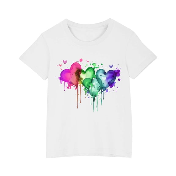 Lilgiuy 4th of July Shirt for Toddler Kids Boys Girls Cotton T-shirt Fashion Cute Round Neck Print Tee Short Sleeve Top(White,4-5 Years)