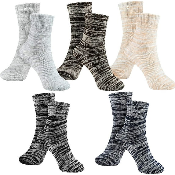 Lilgiuy 5 Pack Womens Socks Vintage Winter Soft Warm Cold Knit Wool Socks